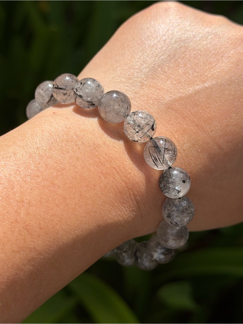 10mm stretchable black rutilated quartz bracelet 2538 - Picture 8 of 9